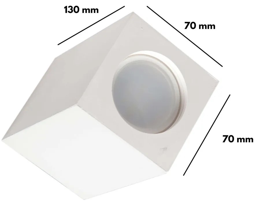 Applique da Soffitto in Gesso Pitturabile 70x70x130mm 1xGU10
