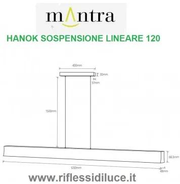 Mantra sospensione hanok bianca lunghezza 120 cm 38w led 3000k