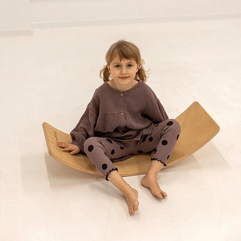 Tavola di equilibrio montessori di colore naturale in pino massiccio 80x30x18 cm Montessori – Meowbaby