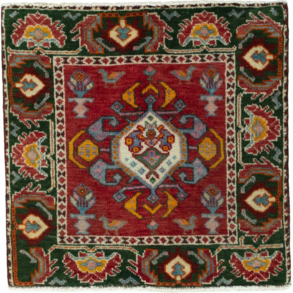 Shiraz Tappeto 60 x 60 Rosso (Iran) Annodato A Mano