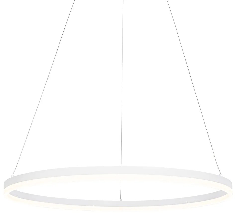 Lampada a sospensione di design bianca 80 cm con LED dimmerabile a 3 step - Anello