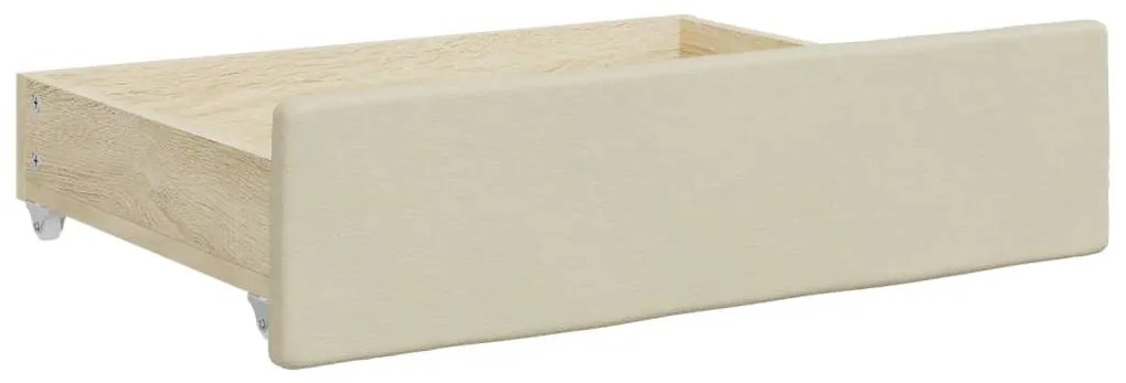 Cassetti da letto 2pz crema in legno multistrato e similpelle