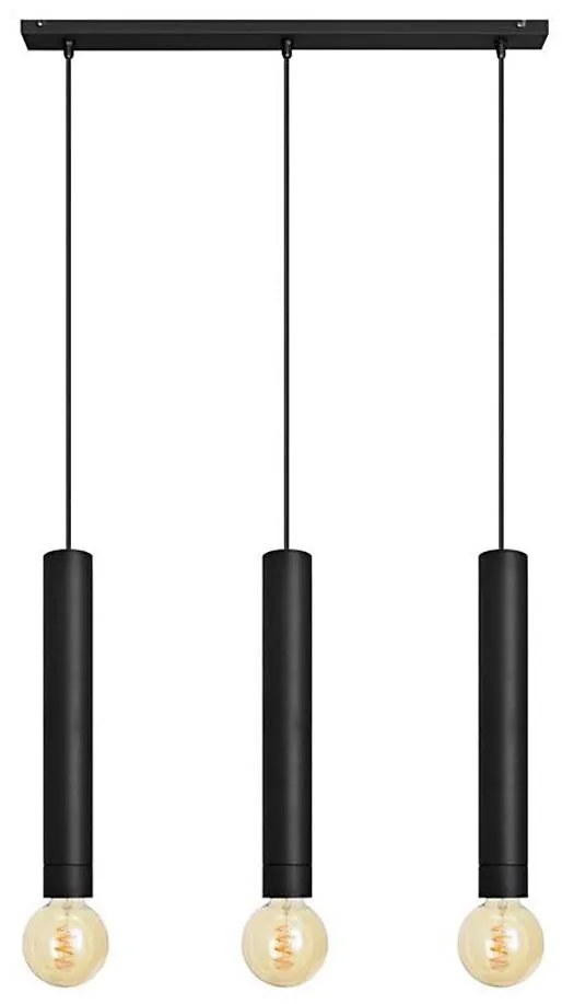 Lampadario a sospensione con filo TUBA 3xE27/15W/230V nero