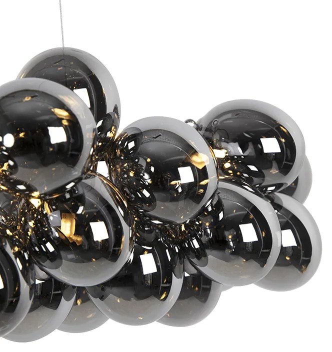Lampada a sospensione smart nera con vetro fumé 8 luci incl. 8 Wifi G9 - Uvas
