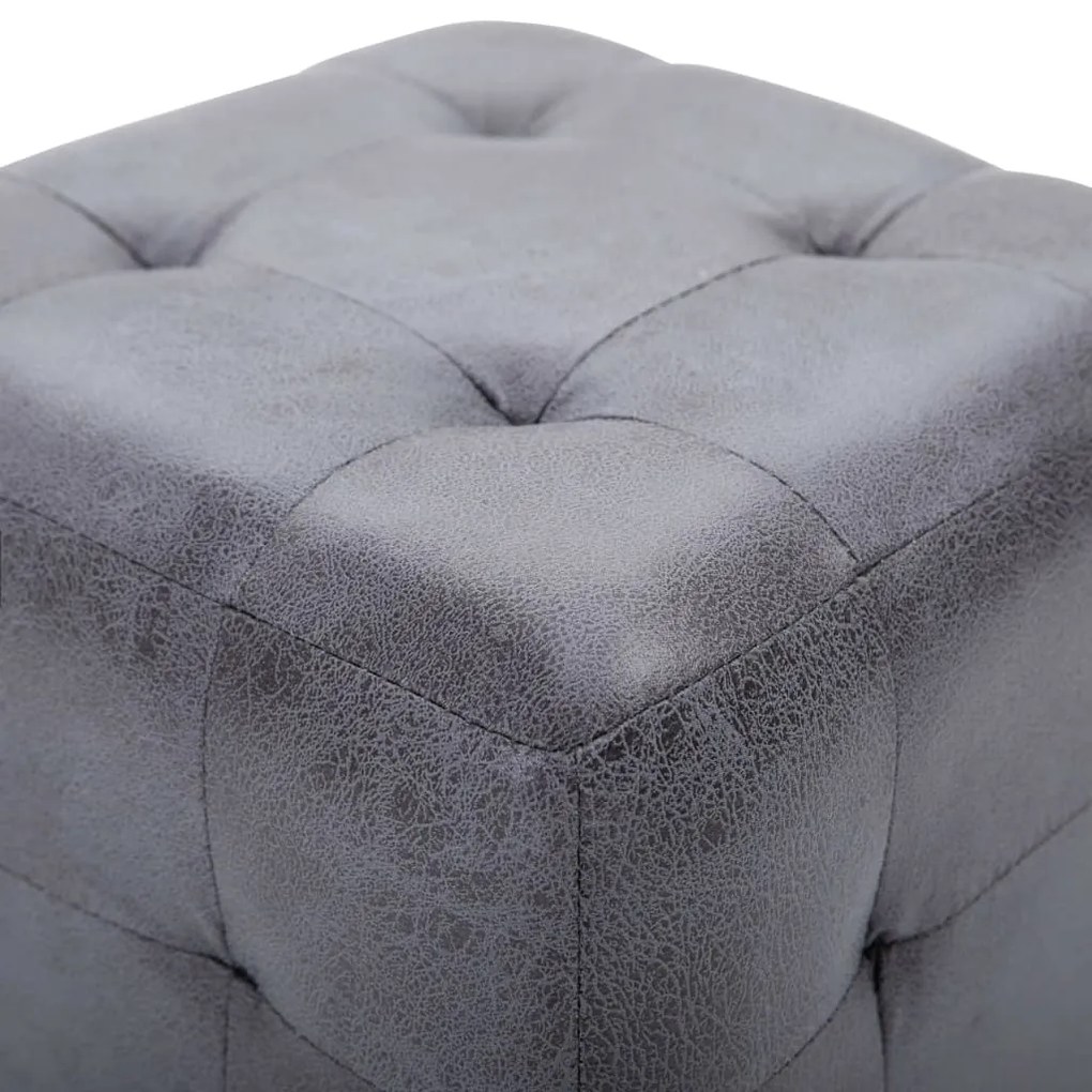 Pouf 2 pz Grigio 30x30x30 cm in Similpelle Scamosciata