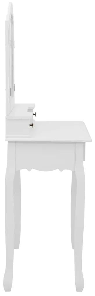 Tavolo da trucco e sgabello bianco 80x69x141 cm legno paulownia