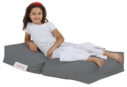 Pouf con poggiapiedi 65x40 cm grigio