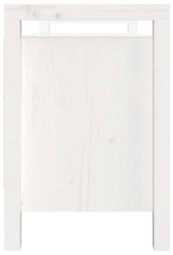 Panca da Ingresso Bianca 110x40x60 cm in Legno Massello di Pino