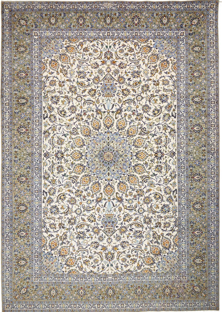 Kashan Tappeto 420 x 300 Beige (Iran) Annodato A Mano