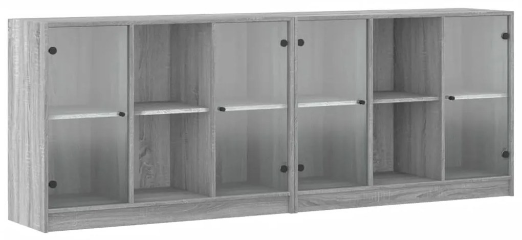 Libreria con ante grigio sonoma 204x37x75 cm legno multistrato