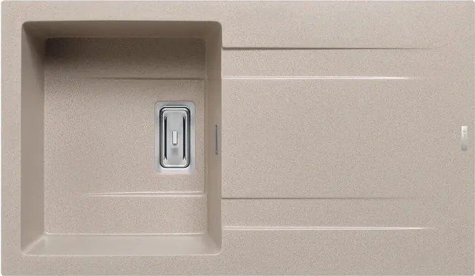 Lavello integrato 1 vasca in granito beige PYRAMIS Kartesio L 50 x L 86 cm, reversibile