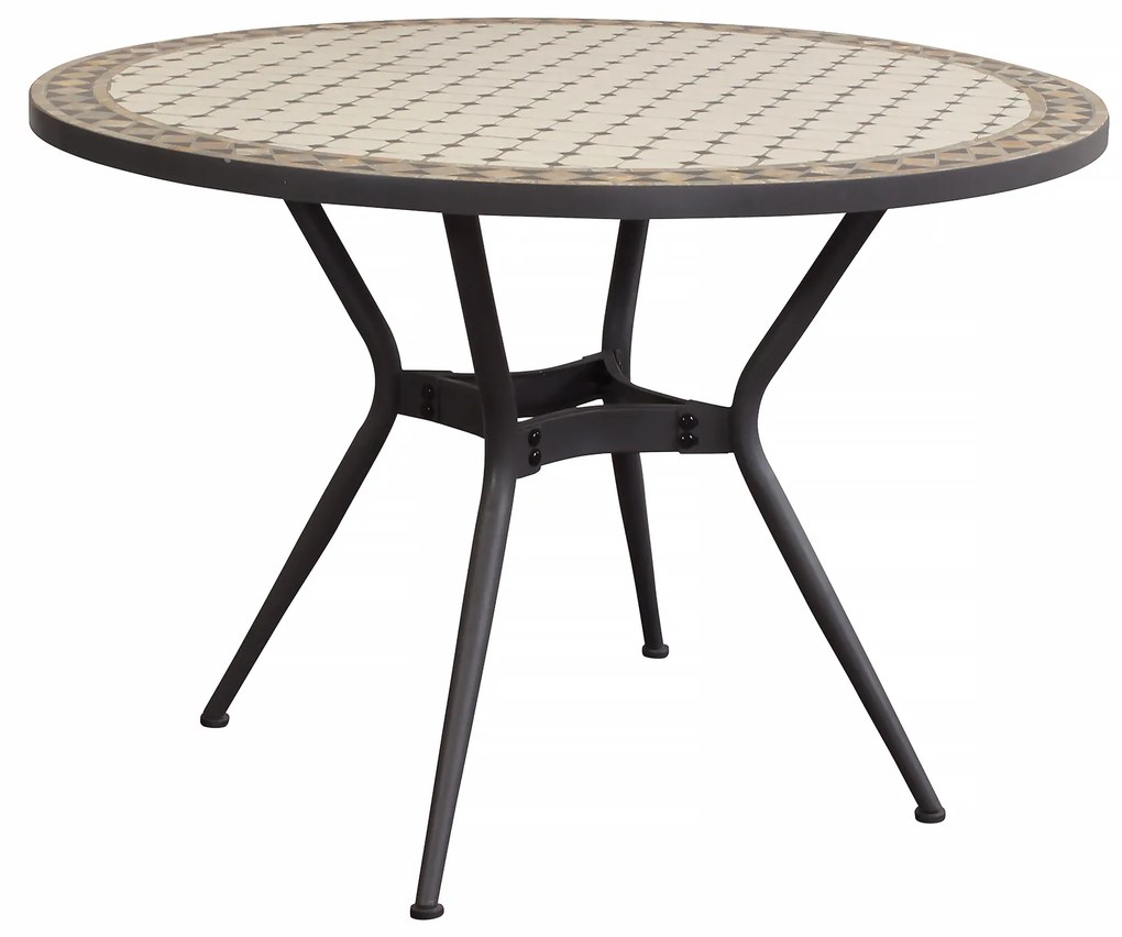 ANXO - tavolo con piano rotondo e mosaico beige e antracite
