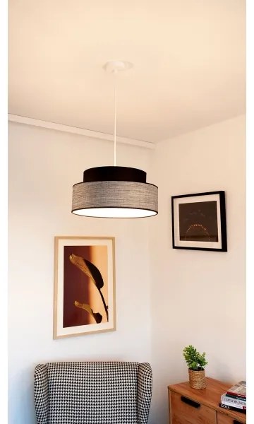 Lampadario a sospensione con filo GRACE 1xE27/60W/230V diametro 40 cm nero/grigio