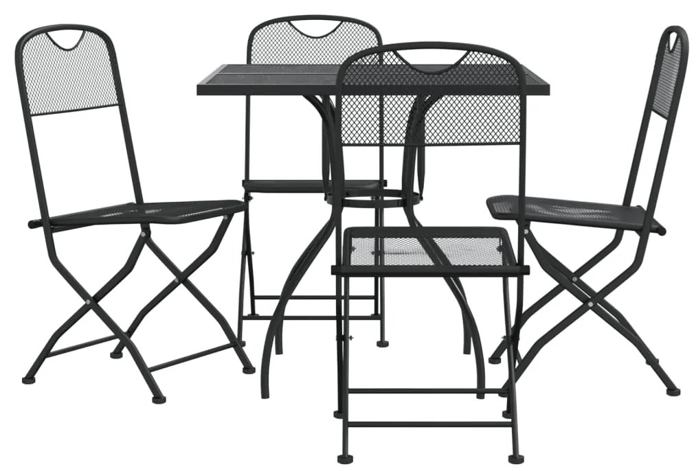 Set da pranzo da giardino 5pz antracite in rete metallica