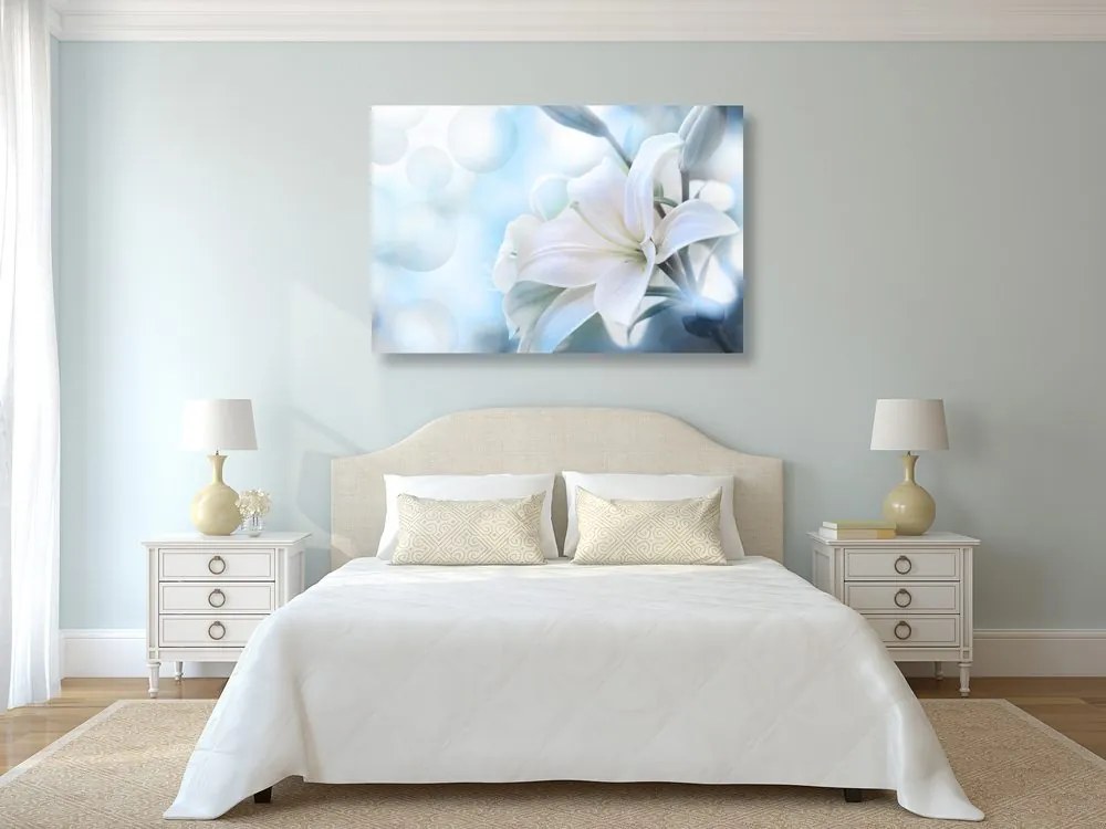 Quadro su tela – Fiore bianco di giglio su sfondo astratto