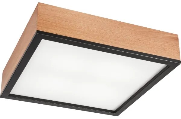 Plafoniera OAK SQUARE 4xE27/15W/230V 39x39 cm quercia/nero