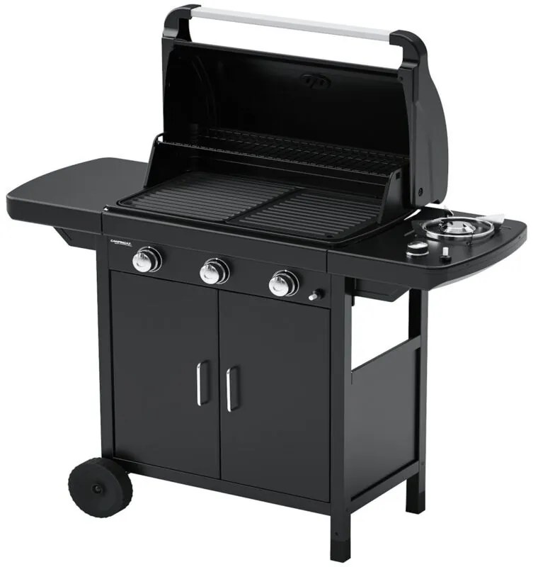 Barbecue a Gas 3 fuochi Campingaz Compact 3 EXS Griglia Piastra In Ghisa Fornell