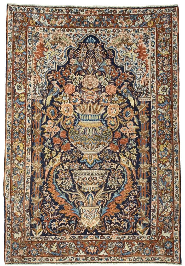 Sarouk Tappeto 140 x 200 Blu (Iran) Annodato A Mano