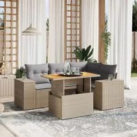 Set Divano da Giardino 5 pz con Cuscini Beige in Polyrattan 3272620