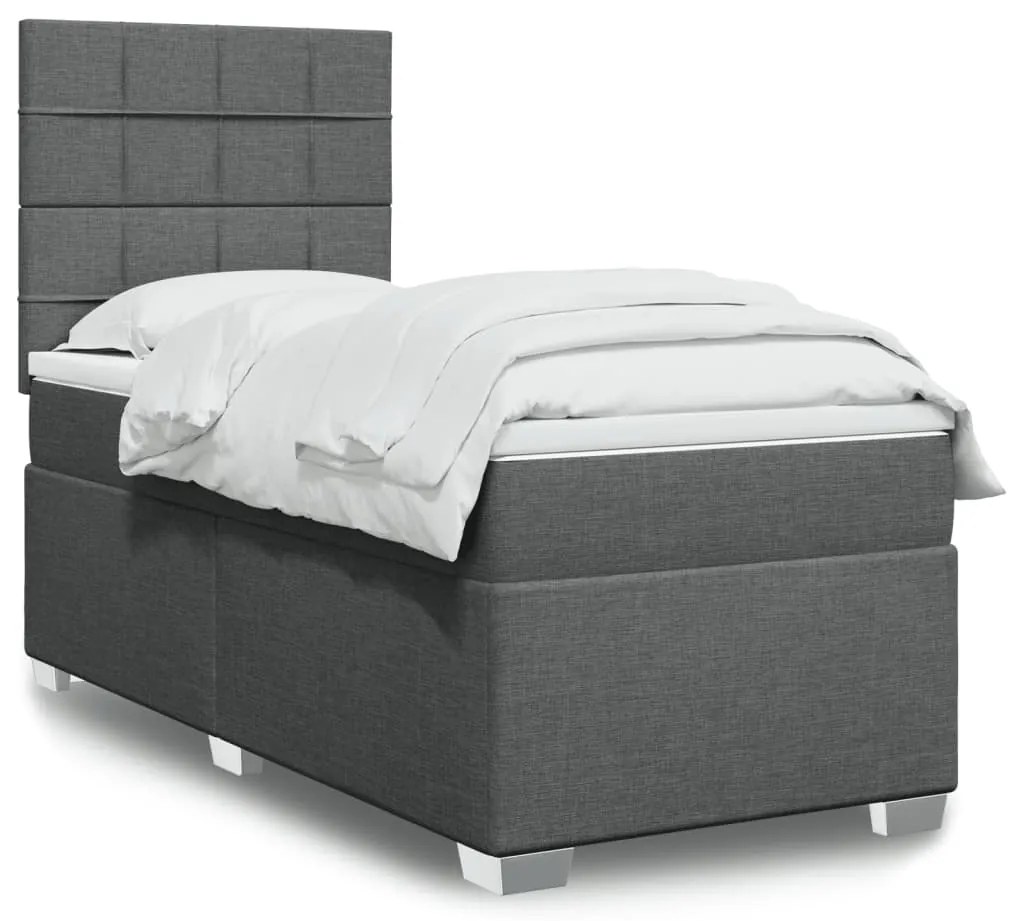 Giroletto A Molle Con Materasso Grigio Scuro 100x200 Cm Tessuto /
