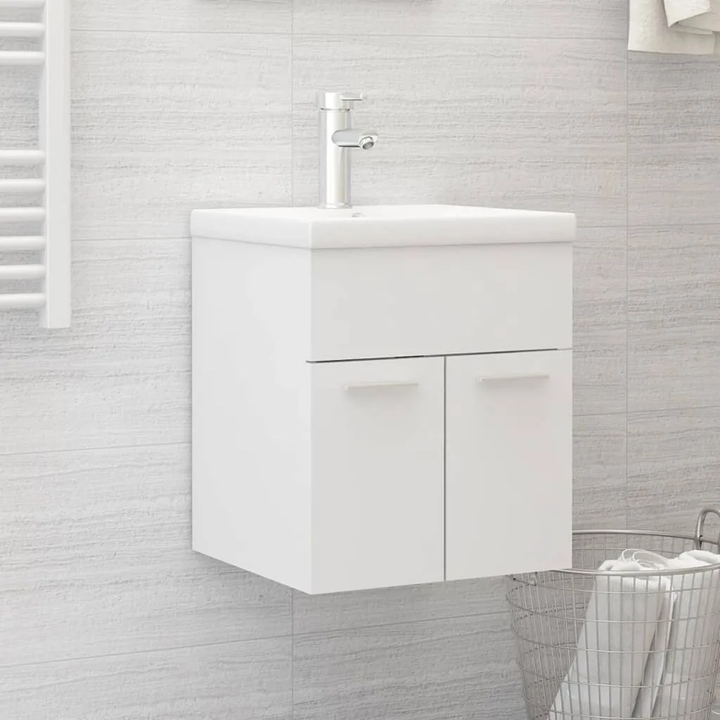 Mobile bagno con lavabo integrato bianco in legno multistrato