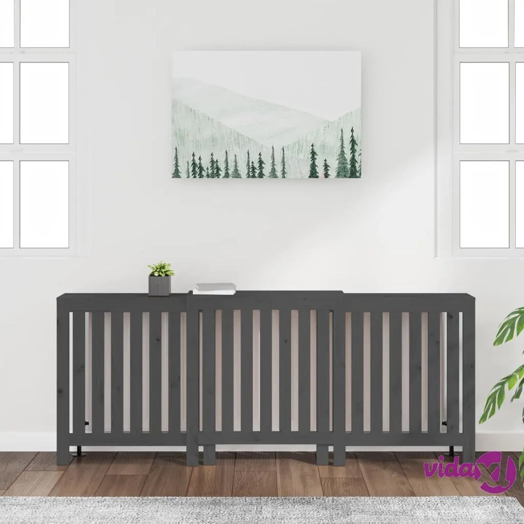 vidaXL Copertura Termosifone Grigia 210x21x85 cm Legno Massello Pino