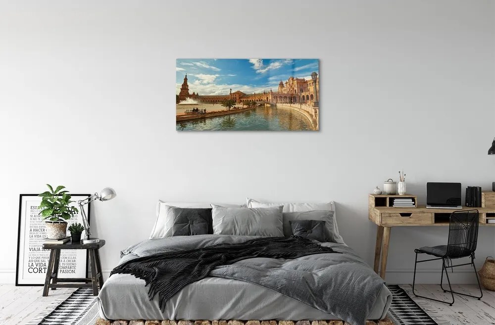 Quadro vetro Spagna architettura del vecchio mercato 100x50 cm