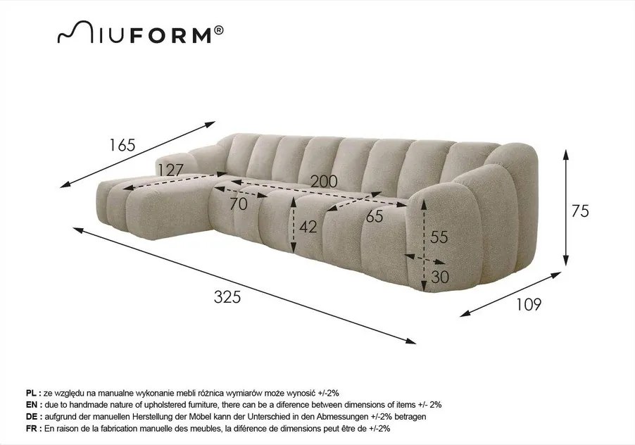 Divano angolare grigio (con penisola a sinistra/con chaise lounge) Shell – Miuform