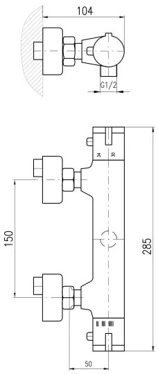 RAV Slezák TRM80.5CMAT - Miscelatore doccia termostatico TERMO nero opaco