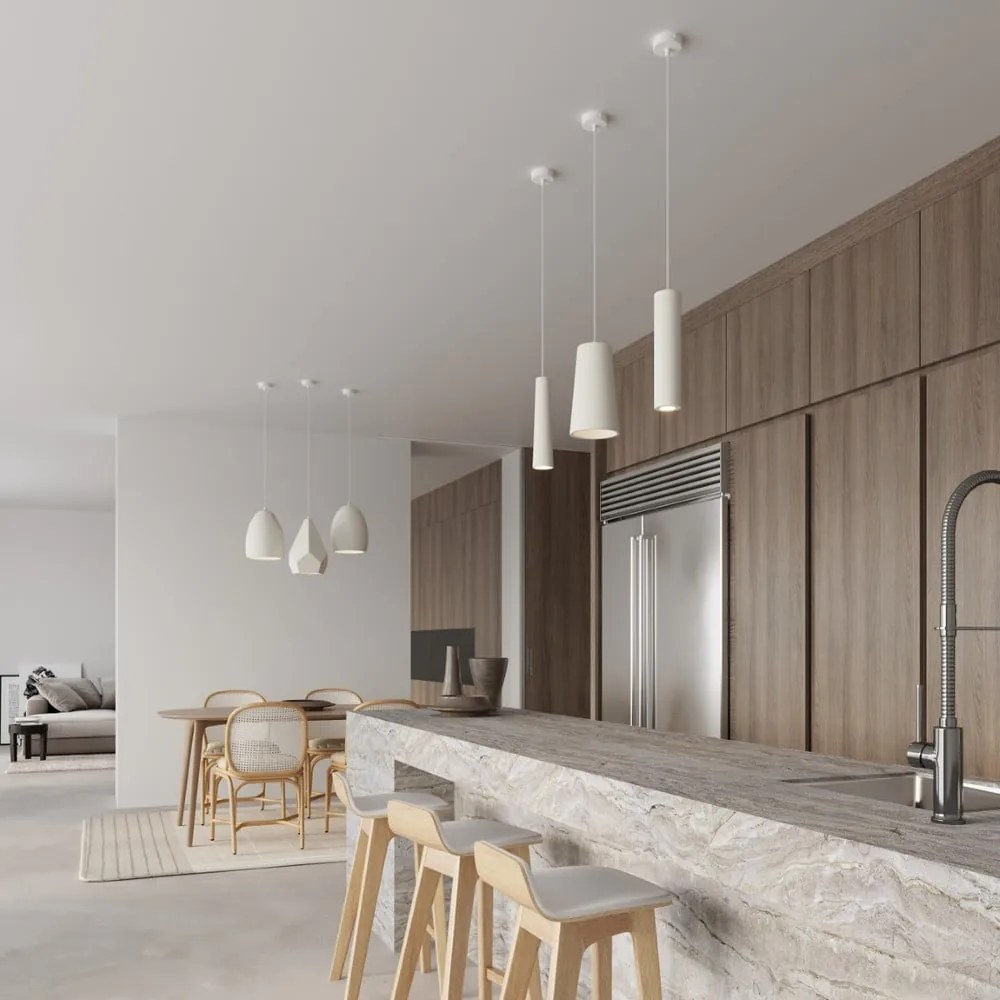 Lampada a sospensione bianca con paralume in ceramica ø 8 cm Alverna - Sollux