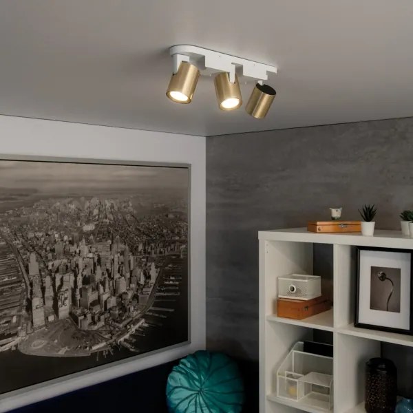 Kanlux 38966 - Faretto LAURIN 3xGU10/10W/230V ottone/bianco