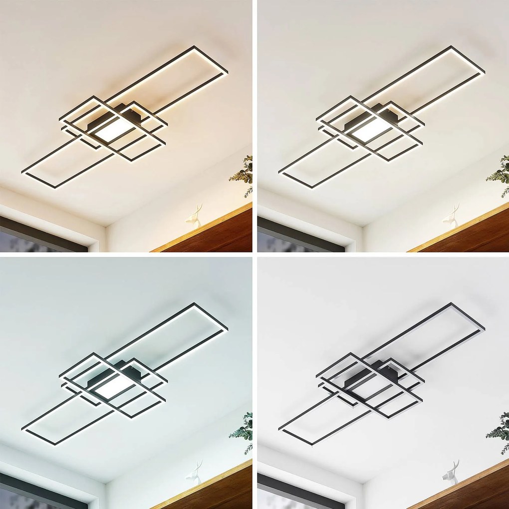 Plafoniera a LED Caitilin Lindby, dimmerabile, Alluminio / Grigio / Zincato, Soggiorno / Sala da pranzo, Metallo, Moderno, Plafoniera LED