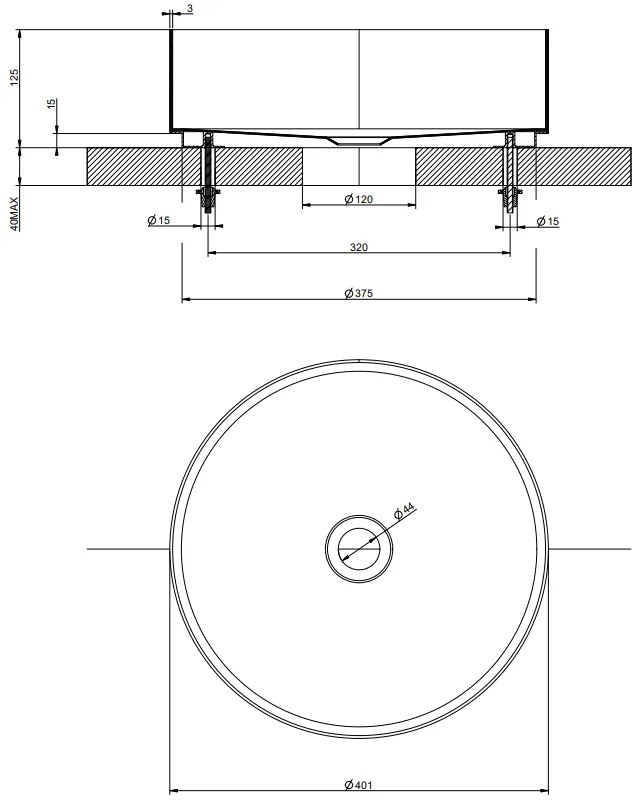 Lavabo da appoggio 40 cm senza troppopieno in acciaio warm bronze brushed pvd rigato Venti20 65601 gessi