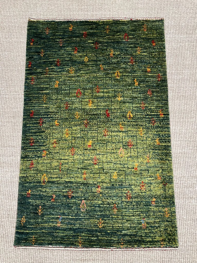 Loribaft Tappeto 100x60 Verde (Iran) Annodato A Mano