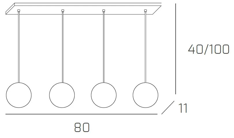 Sospensione Rett Contemp Willow Metallo Cromo Vetro Bianco Satitano 4 Luci G9