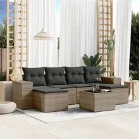 Set Divani da Giardino 7 pz con Cuscini Grigio in Polyrattan 3222929