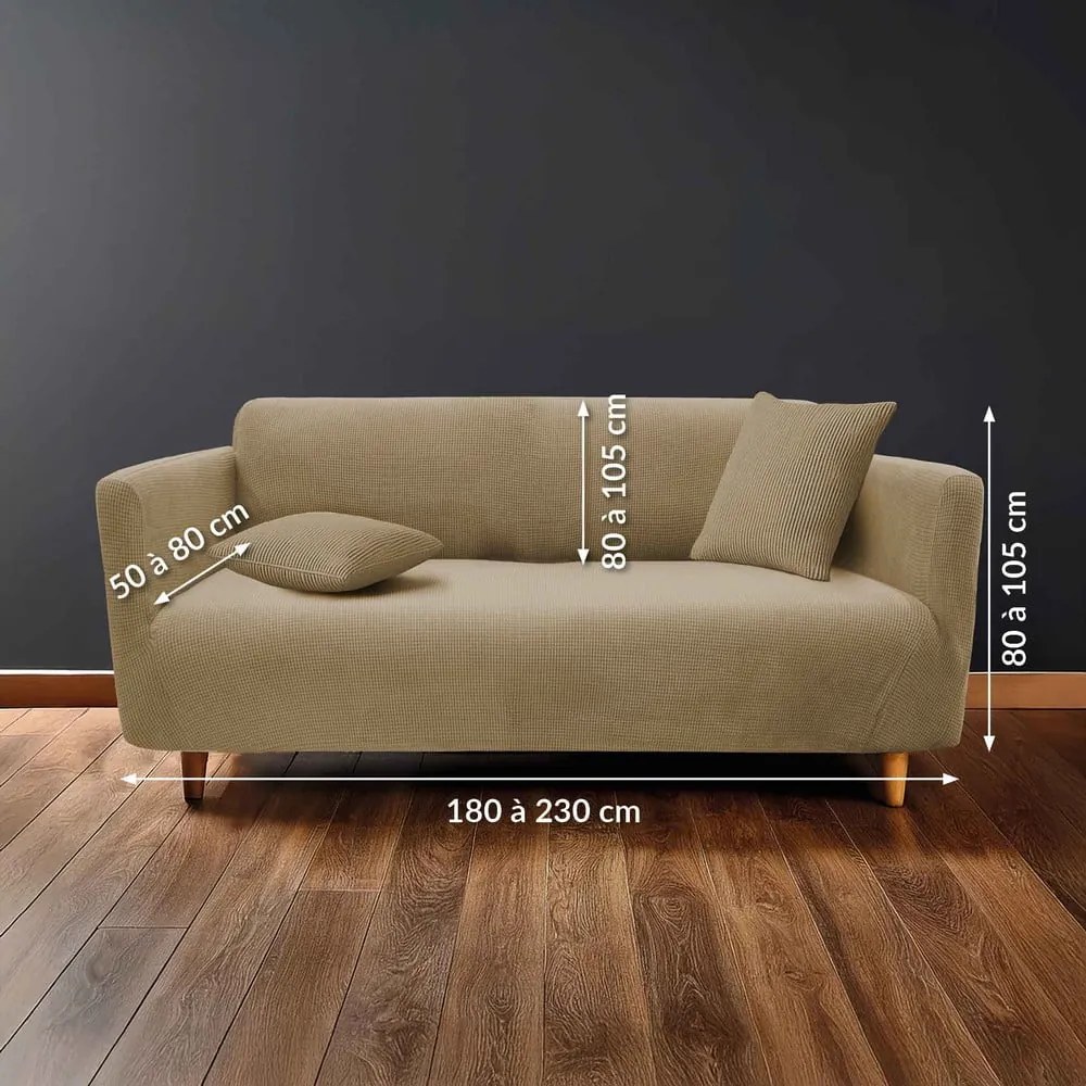 Copridivano marrone con rivestimento elastico per divano a 3 posti Sacha – douceur d'intérieur