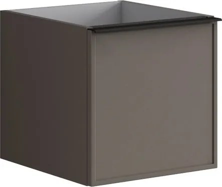 Cassettiera Pixel con 1 cassetto frontale Stripes laccato opaco grigio carbone e maniglia alluminio nero opaco L.40 H.40 P.45,5 cm.