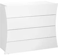 Cassettiera Dabraha, Settimanale a 4 cassetti, Com per camera da letto, 100% Made in Italy, cm 98x40h82, Bianco lucido