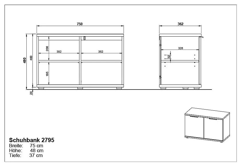 Scarpiera in rovere con panca Fremont - Germania