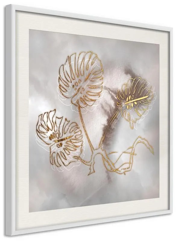 Poster  Golden Monstera Leaves  Cornice Quadri Cornice d'oro con passe-partout, Larghezza x Altezza Home decor 20x20