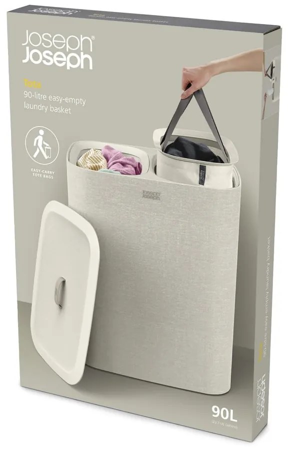 Cesta per il bucato beige in tessuto 2x45 l Tota – Joseph Joseph