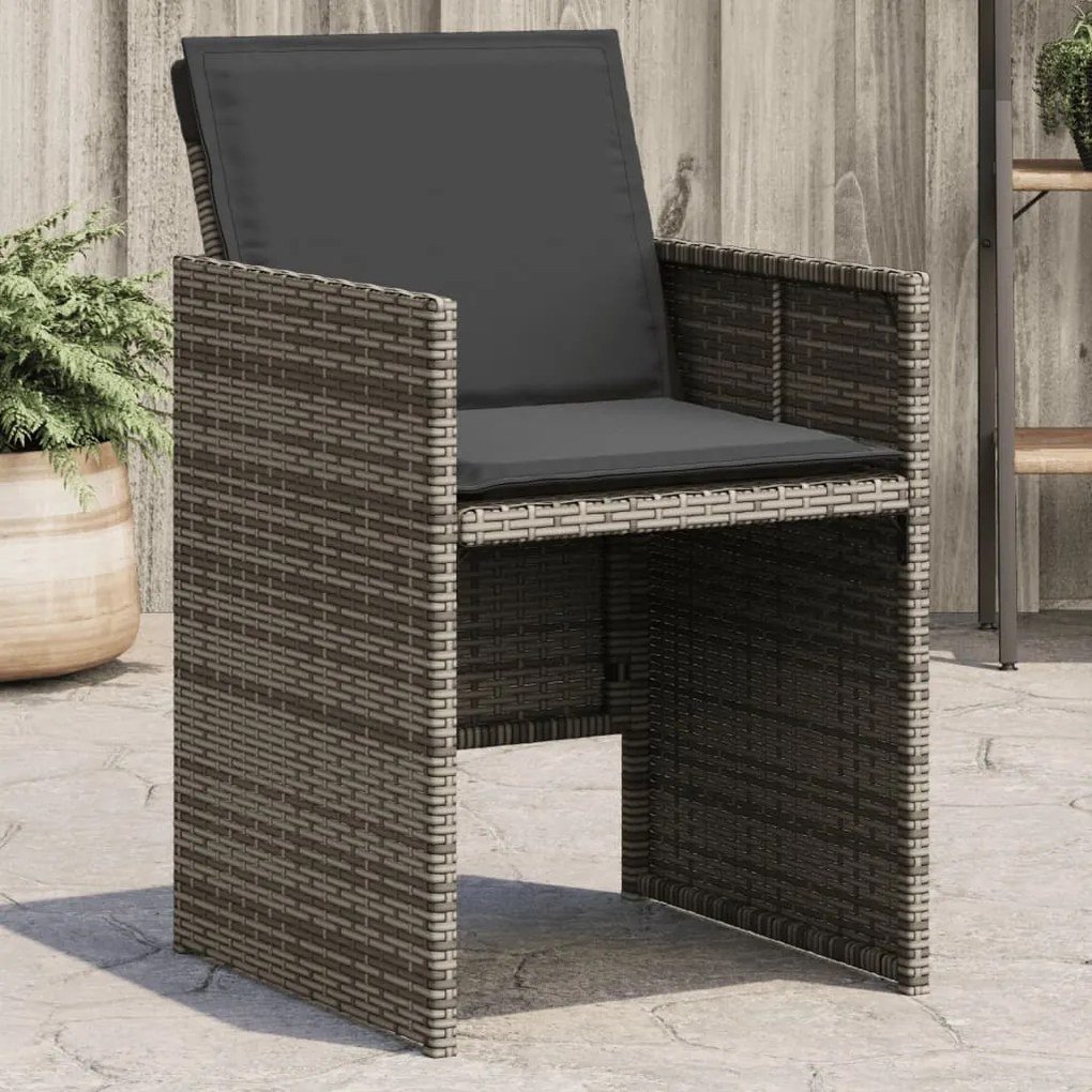 Sedie da giardino con cuscini 4pz grigio in polyrattan