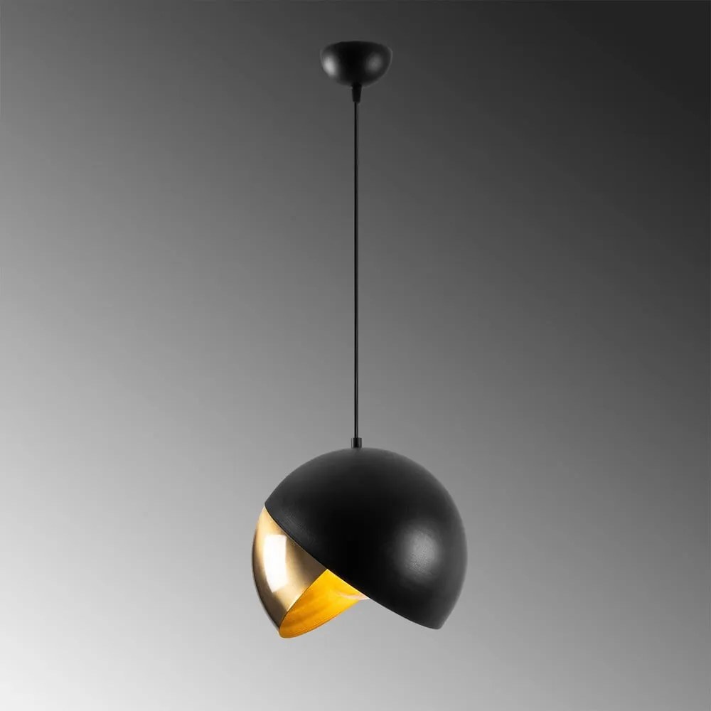 Lampadario nero/color bronzo con paralume in metallo ø 30 cm Pacman – Opviq lights