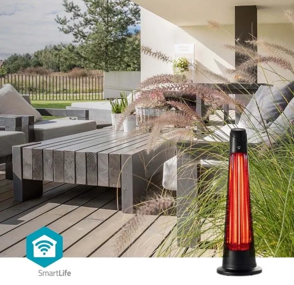 Nedis HTPA21BKW - Elemento riscaldante per esterni SmartLife 600/1200W/230V Wi-Fi Tuya IP24