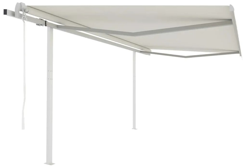 Tenda Da Sole Retrattile Manuale Con Pali 4,5x3,5 M Crema /