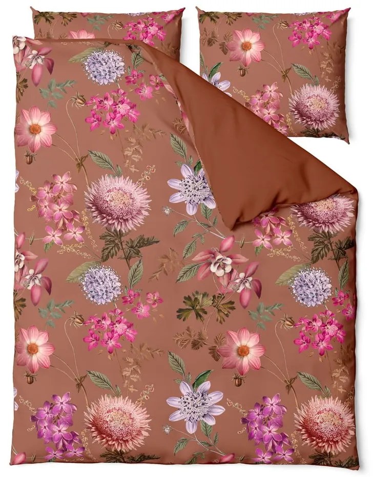 Lenzuola matrimoniali in cotone sateen marrone terracotta 160 x 220 cm Blossom - Bonami Selection
