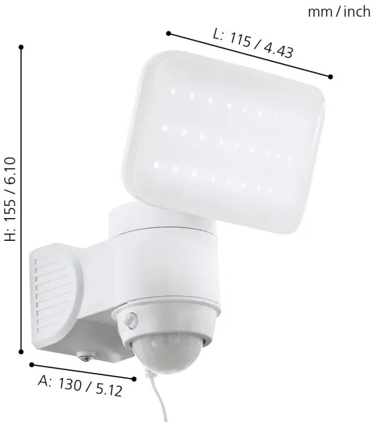 Eglo 98196 - Applique solare a LED da parete con sensore CASABAS LED/3,7V IP44