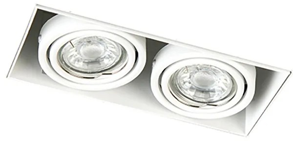 Set di 3 faretti a incasso bianchi GU10 orientabili senza cornice 2 luci - Oneon