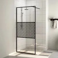 Parete per Doccia Walk-in Vetro Trasparente ESG 80x195 cm Nera 151028